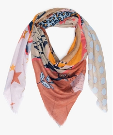 foulard femme multicolore a motifs varies orange standard autres accessoires9646801_1