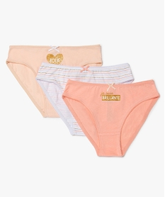 culotte fille avec motifs pailletes 100 coton biologique lot de 3 multicolore slips shorties fille GEMO