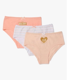 GEMO Shorty fille avec motifs pailletés et coton bio (lot de 3) Multicolore