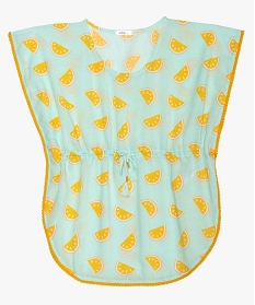 robe de plage fille fluide imprimee citrons avec pompons imprime9652401_1