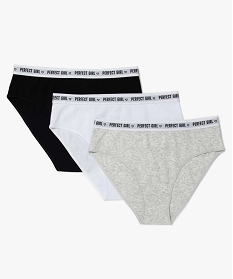 GEMO Culotte en maille côtelée avec ceinture imprimée fille (lot de 3) Gris