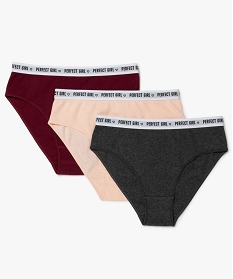 culotte en maille cotelee avec ceinture imprimee fille (lot de 3) multicolore slips shorties9656401_1