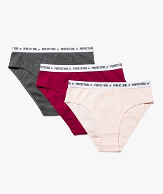 culotte en maille cotelee avec ceinture imprimee fille (lot de 3) multicolore slips shorties9656401_3