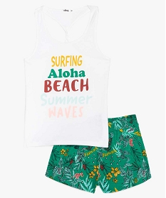 pyjashort fille motif hawaien et dos fantaisie imprime9661601_1