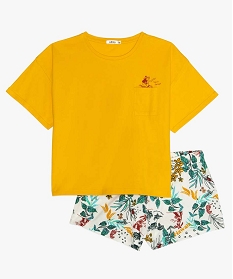 pyjashort fille a motif tropical et crop top jaune9661701_1