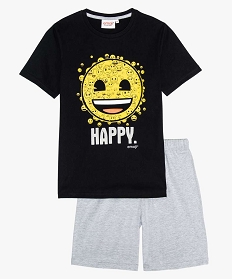 pyjashort garcon imprime smiley - emoji noir pyjamas9669401_1