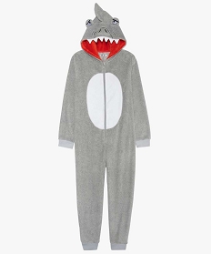 combinaison garcon douillette a motif requin en relief gris pyjamas9670701_1