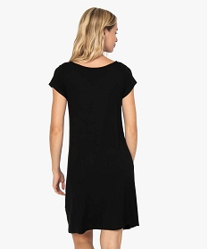 chemise de nuit en maille extensible avec col v en dentelle femme noir9681201_3