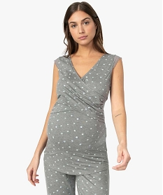 pyjama de grossesse et dallaitement taille haute et cache-cœur gris pyjamas ensembles vestes9683201_2