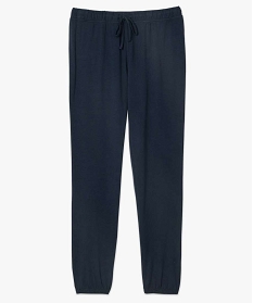 pantalon de pyjama femme en jersey a chevilles elastiquees bleu9693201_4