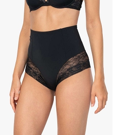 GEMO Culotte taille haute gainante en dentelle et microfibre femme Noir