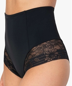 culotte femme taille haute gainante en dentelle et microfibre noir9694701_2