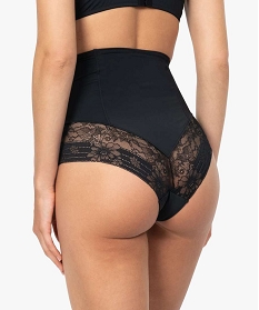 culotte taille haute gainante en dentelle et microfibre femme noir culottes9694701_3