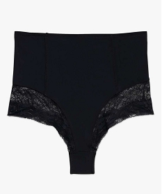 culotte taille haute gainante en dentelle et microfibre femme noir culottes9694701_4