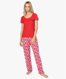 haut de pyjama femme a manches courtes et motif paillete rouge hauts de pyjama9708401_3