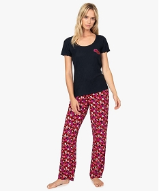 haut de pyjama femme a manches courtes et motif paillete noir hauts de pyjama9708501_3