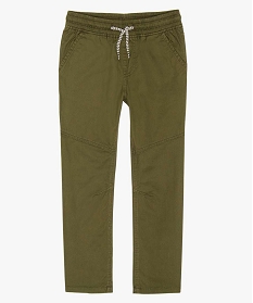 pantalon garcon avec taille elastiquee et surpiqures vert pantalons9716201_1