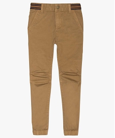 pantalon garcon en toile a chevilles elastiquees brun pantalons9717001_1