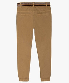 pantalon garcon en toile a chevilles elastiquees brun pantalons9717001_3