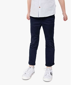 pantalon garcon chino en coton stretch a taille reglable bleu pantalons9717301_1