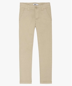 pantalon garcon chino en coton stretch a taille reglable beige pantalons9717401_1