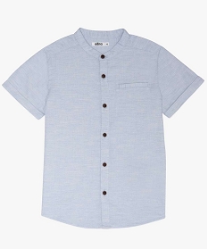 chemise garcon en coton avec manches courtes et col rond bleu9720901_1
