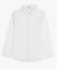 chemise garcon unie a manches longues blanc chemises9721101_1