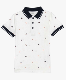 polo garcon en jersey a petits motifs blanc polos9723901_1