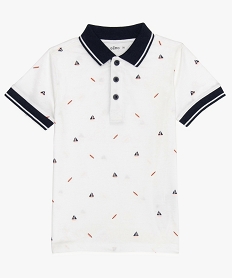 polo garcon en jersey a petits motifs blanc polos9723901_3