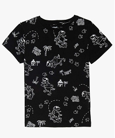 tee-shirt garcon en coton bio avec motif colore noir9727801_1