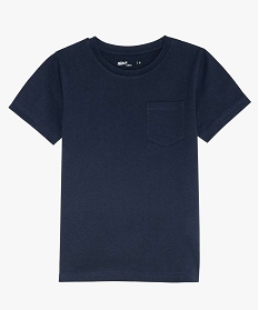 tee-shirt garcon uni a manches courtes en coton bio bleu9728301_1