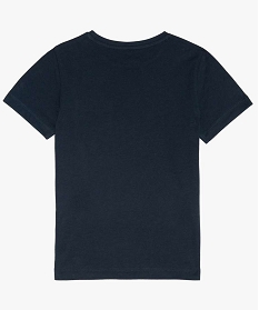 tee-shirt garcon uni a manches courtes en coton bio bleu9728301_2