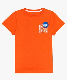 tee-shirt garcon avec motif sur lavant et dans le dos orange tee-shirts9728401_1