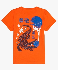 tee-shirt garcon avec motif sur lavant et dans le dos orange tee-shirts9728401_2