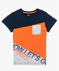 tee-shirt garcon multicolore avec poche poitrine orange9728701_1