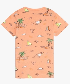 tee-shirt garcon avec motifs palmiers contenant du coton bio orange9729401_2