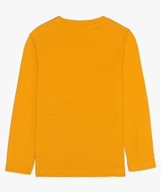 tee-shirt garcon a manches longues en coton texture avec motif jaune9731301_2