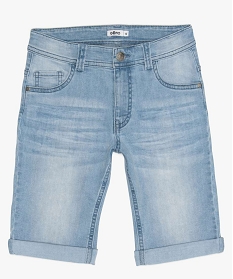 GEMO Bermuda garçon en jean stretch à revers blanc chine