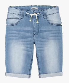 bermuda garcon en jean extensible avec ceinture cordon gris9736501_1