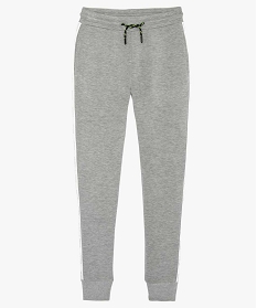 pantalon de jogging garcon avec bandes imprimes sur les cotes gris pantalons9739101_1