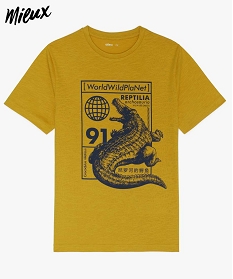 tee-shirt garcon avec motif sur lavant contenant du coton bio jaune tee-shirts9744301_1
