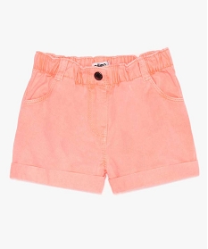 short fille a taille froncee et revers cousus rose9749501_1