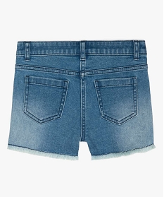 short fille en jean avec motifs palmiers et finitions franges gris shorts9749801_3