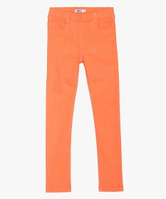 pantalon fille en stretch coupe slim avec taille elastiquee orange9754101_1
