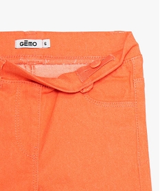 pantalon fille en stretch coupe slim avec taille elastiquee orange9754101_2