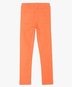 pantalon fille en stretch coupe slim avec taille elastiquee orange9754101_3