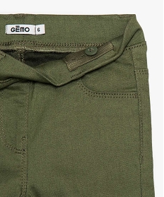 pantalon fille en stretch coupe slim avec taille elastiquee vert pantalons9754301_2