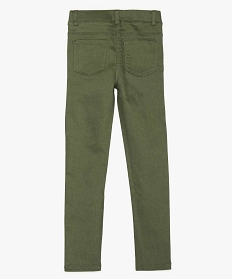 pantalon fille en stretch coupe slim avec taille elastiquee vert pantalons9754301_3