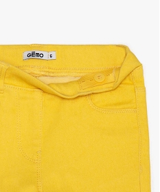 pantalon fille en stretch coupe slim avec taille elastiquee jaune pantalons9754401_2