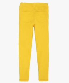 pantalon fille en stretch coupe slim avec taille elastiquee jaune pantalons9754401_3